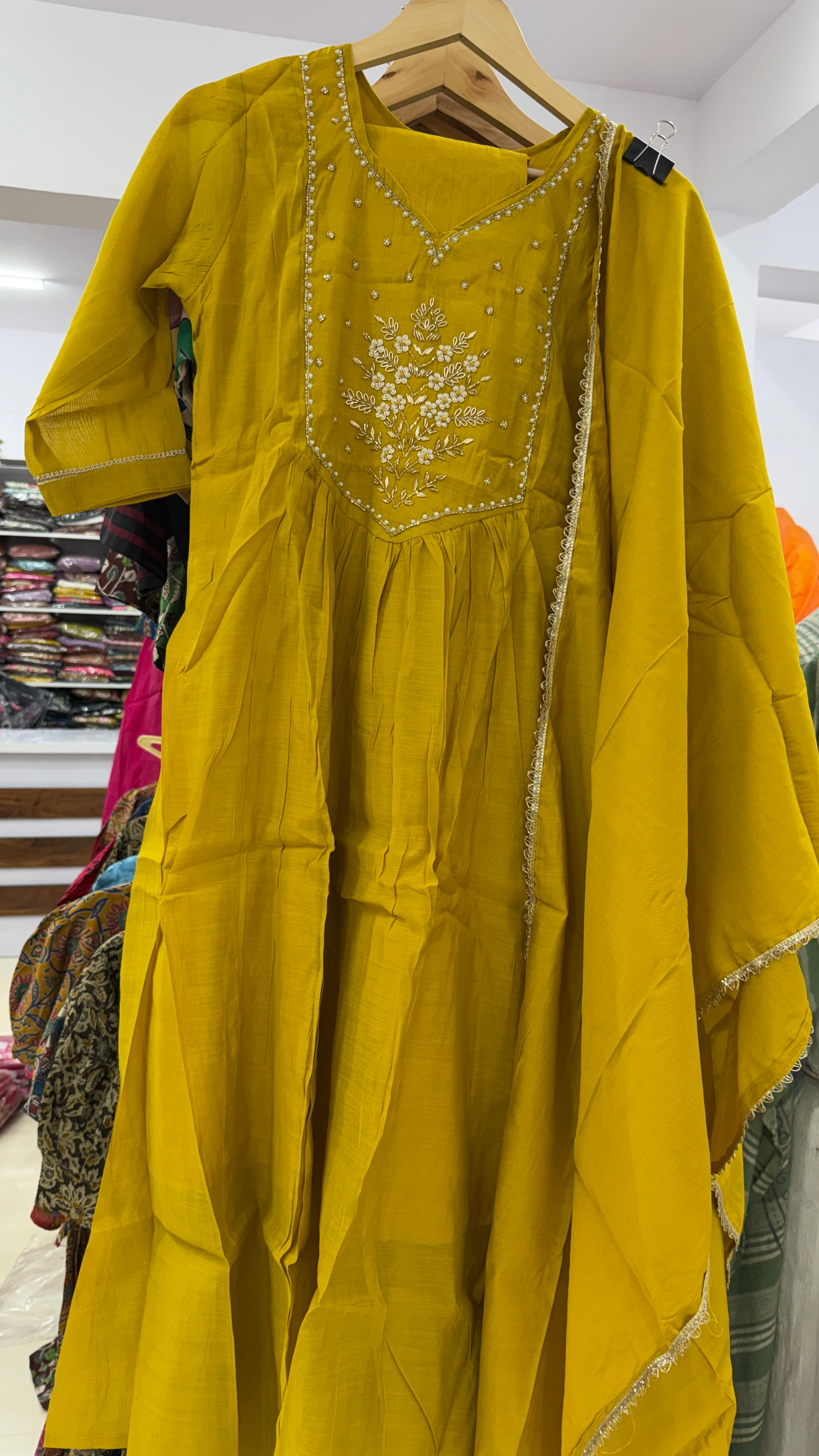 MRC201 Mul Chanderi  Party wear 3 piece Umbrella