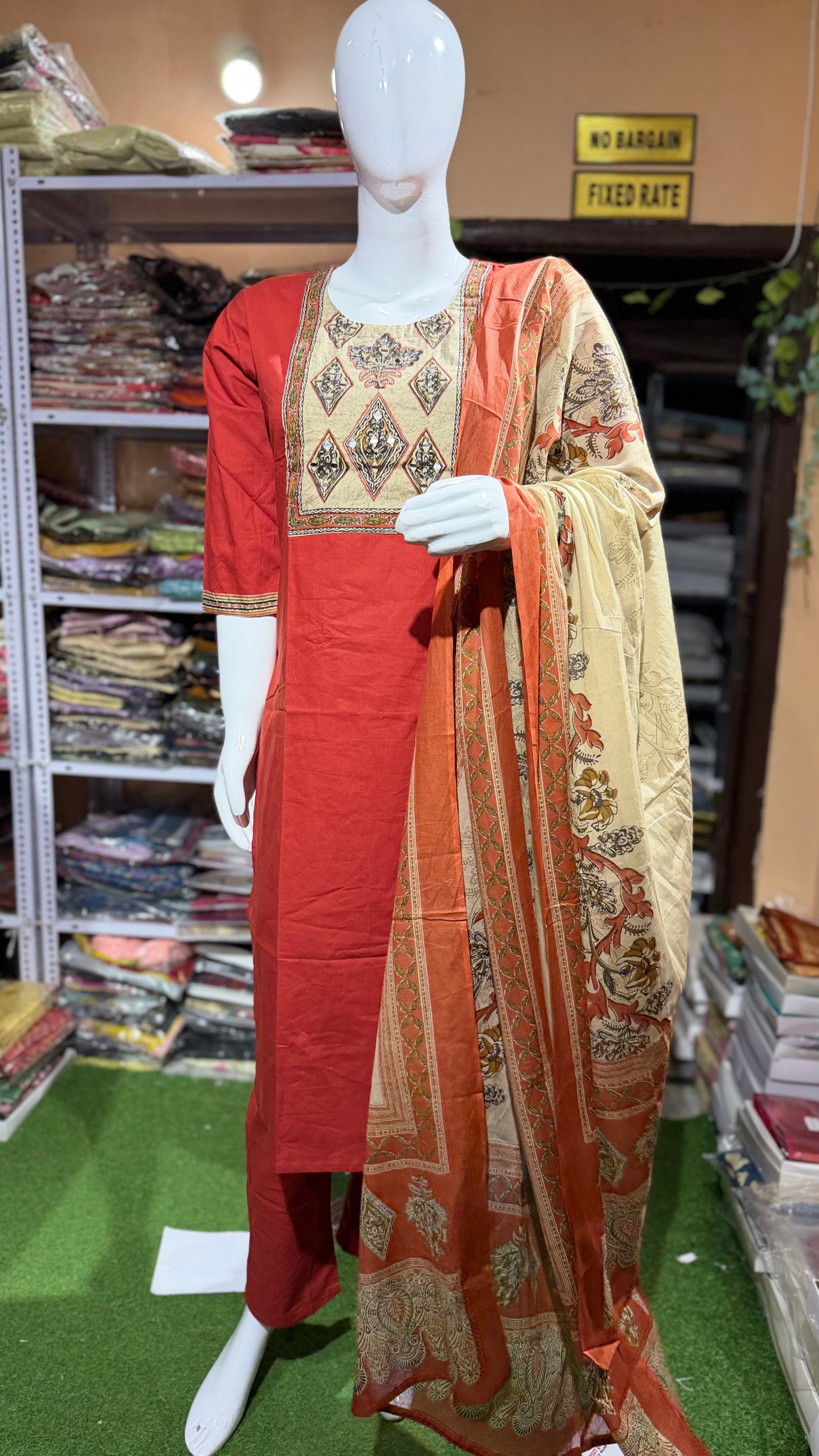 MRC130 Dabu cotton 3pc kurti set 950