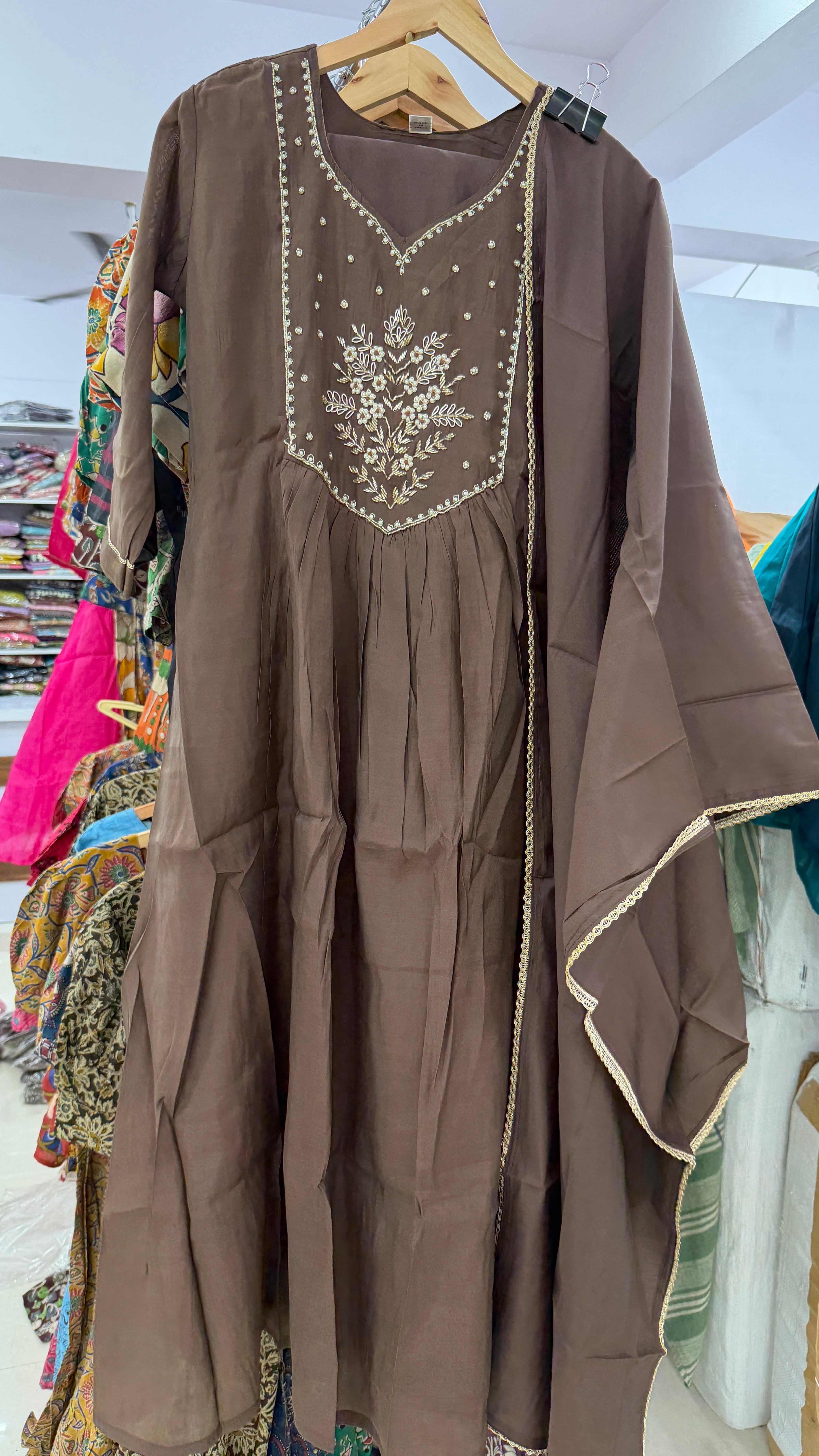 MRC201 Mul Chanderi  Party wear 3 piece Umbrella
