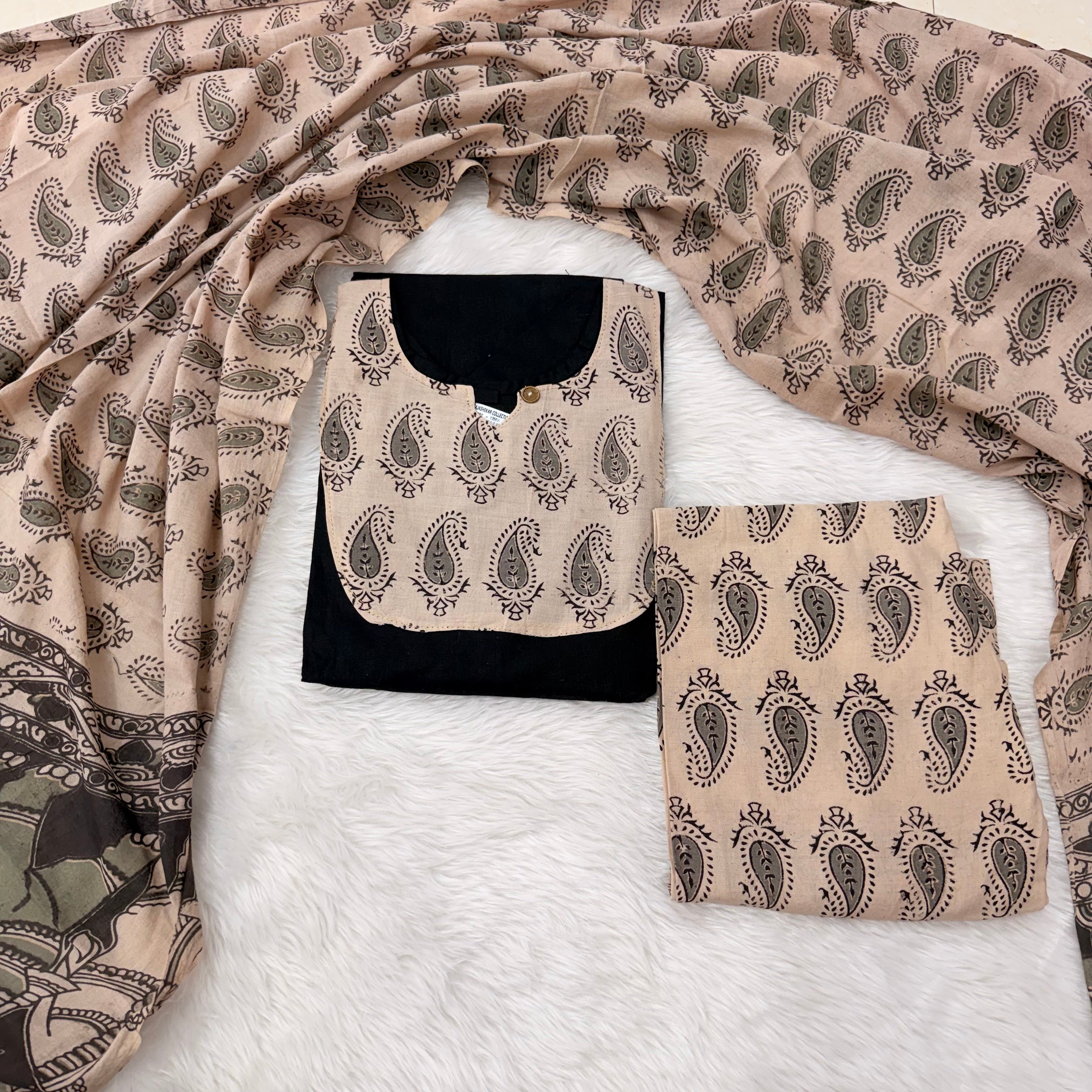 MRC183 Kalamkari cotton 3 piece kurti sets