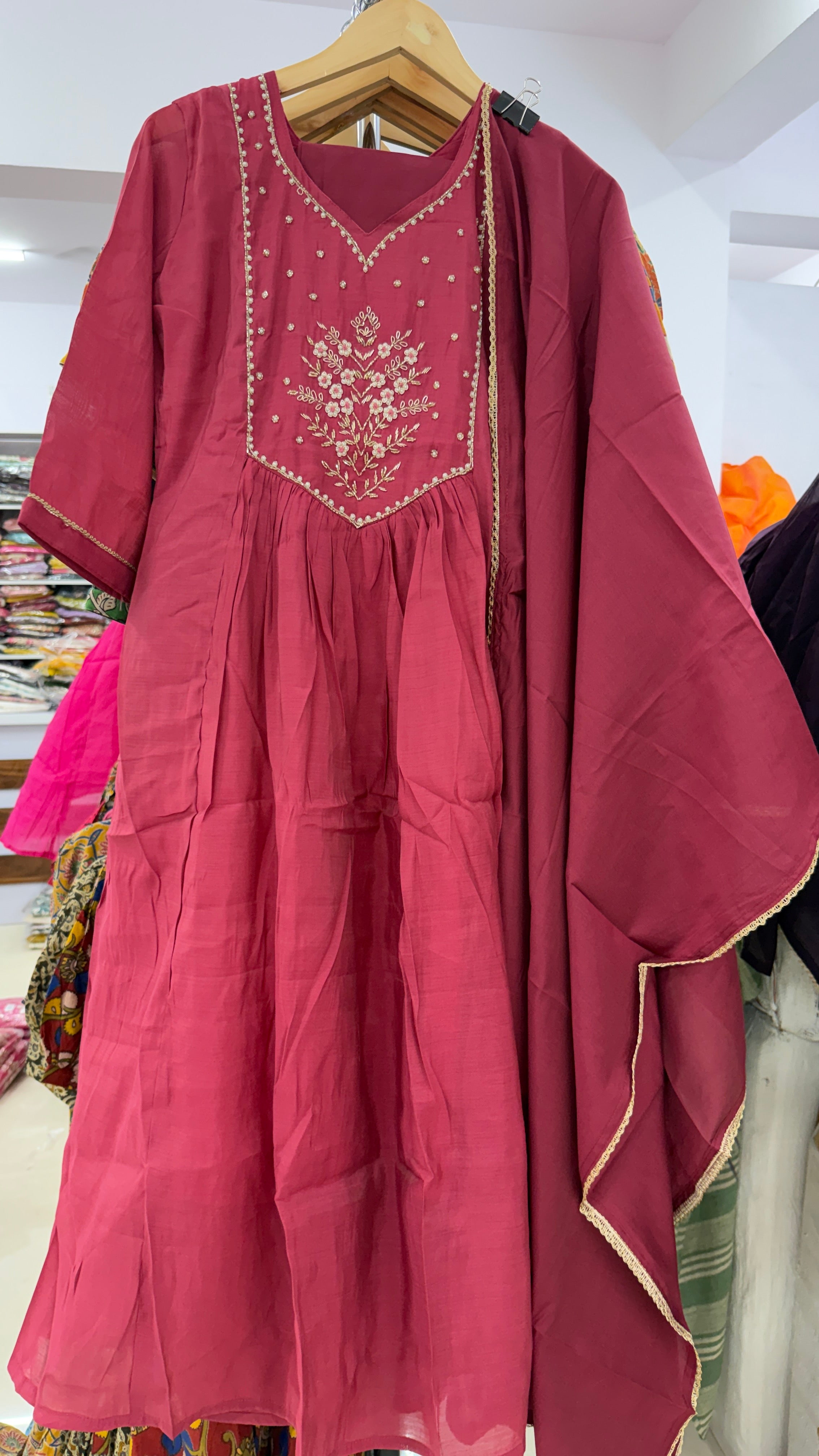 MRC201 Mul Chanderi  Party wear 3 piece Umbrella