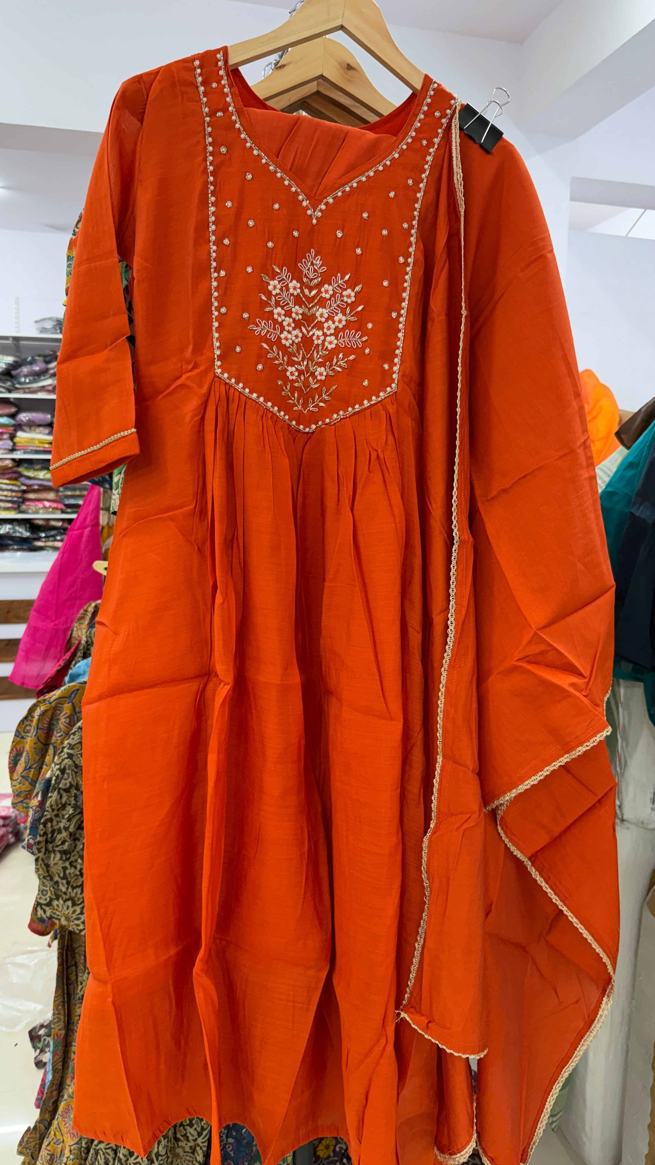 MRC201 Mul Chanderi  Party wear 3 piece Umbrella
