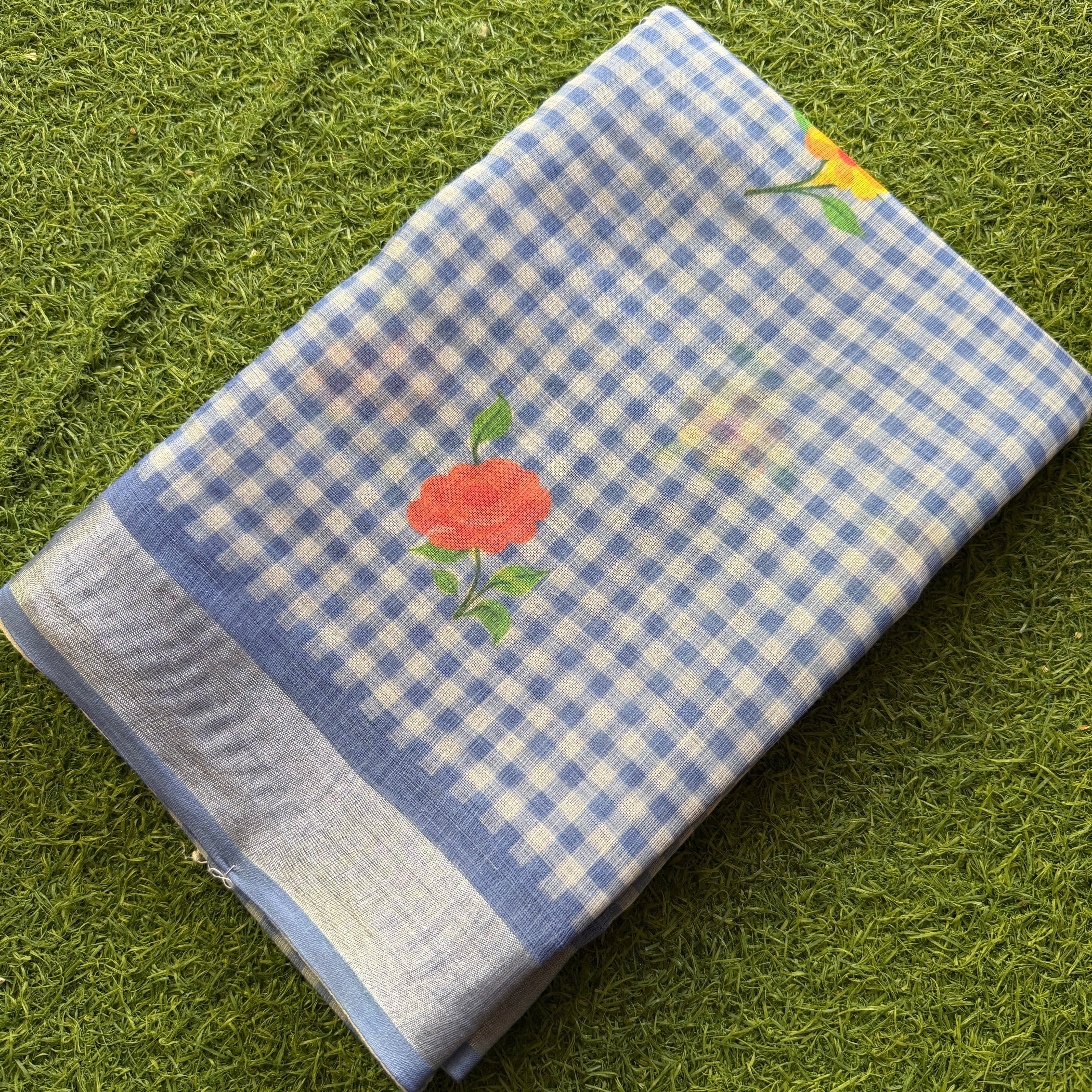 MRC17 Linen checks Saree/ Rajyog