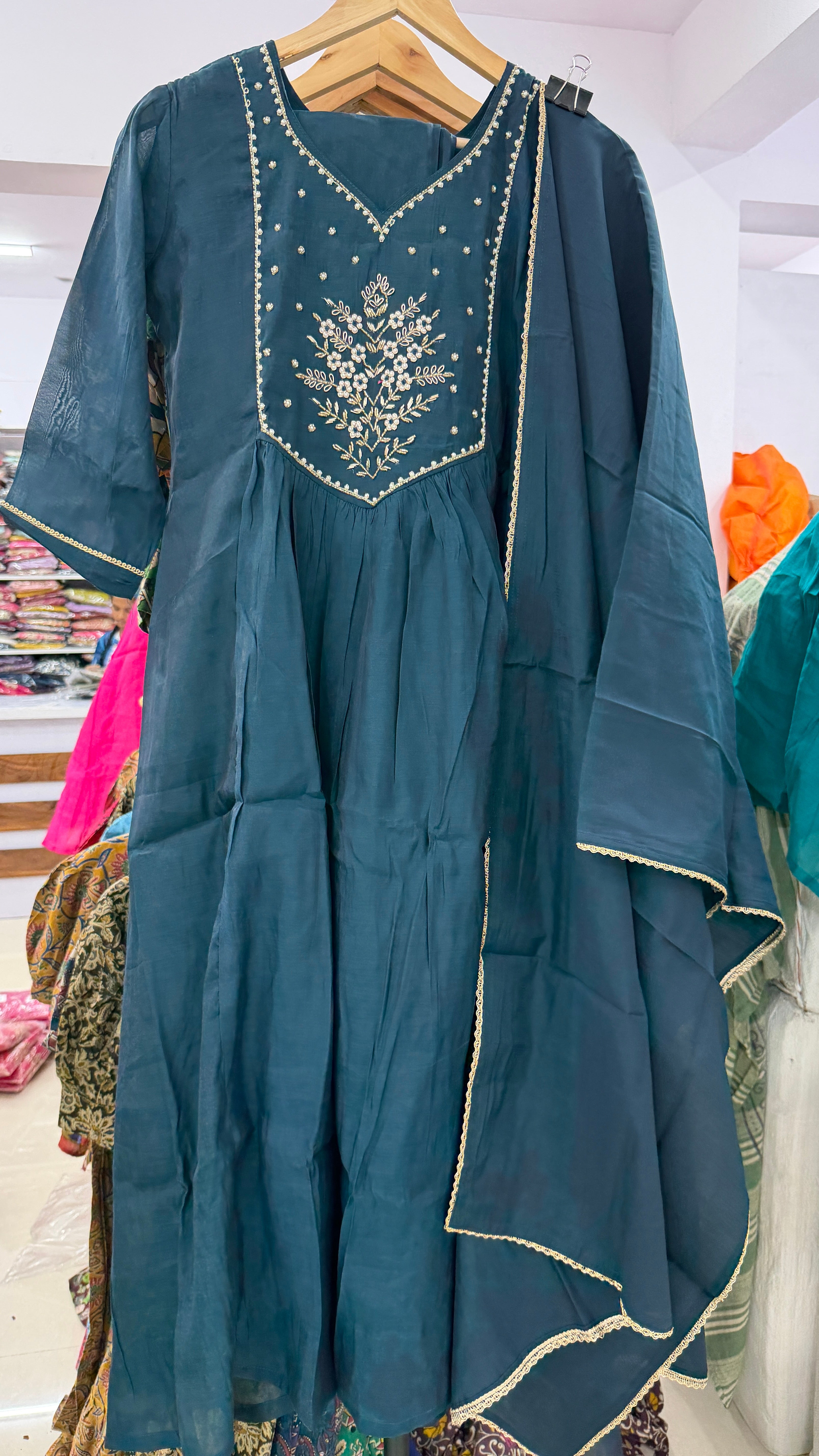MRC201 Mul Chanderi  Party wear 3 piece Umbrella