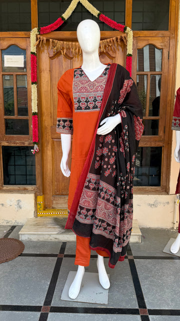 MRC130 Dabu cotton 3pc kurti set 950