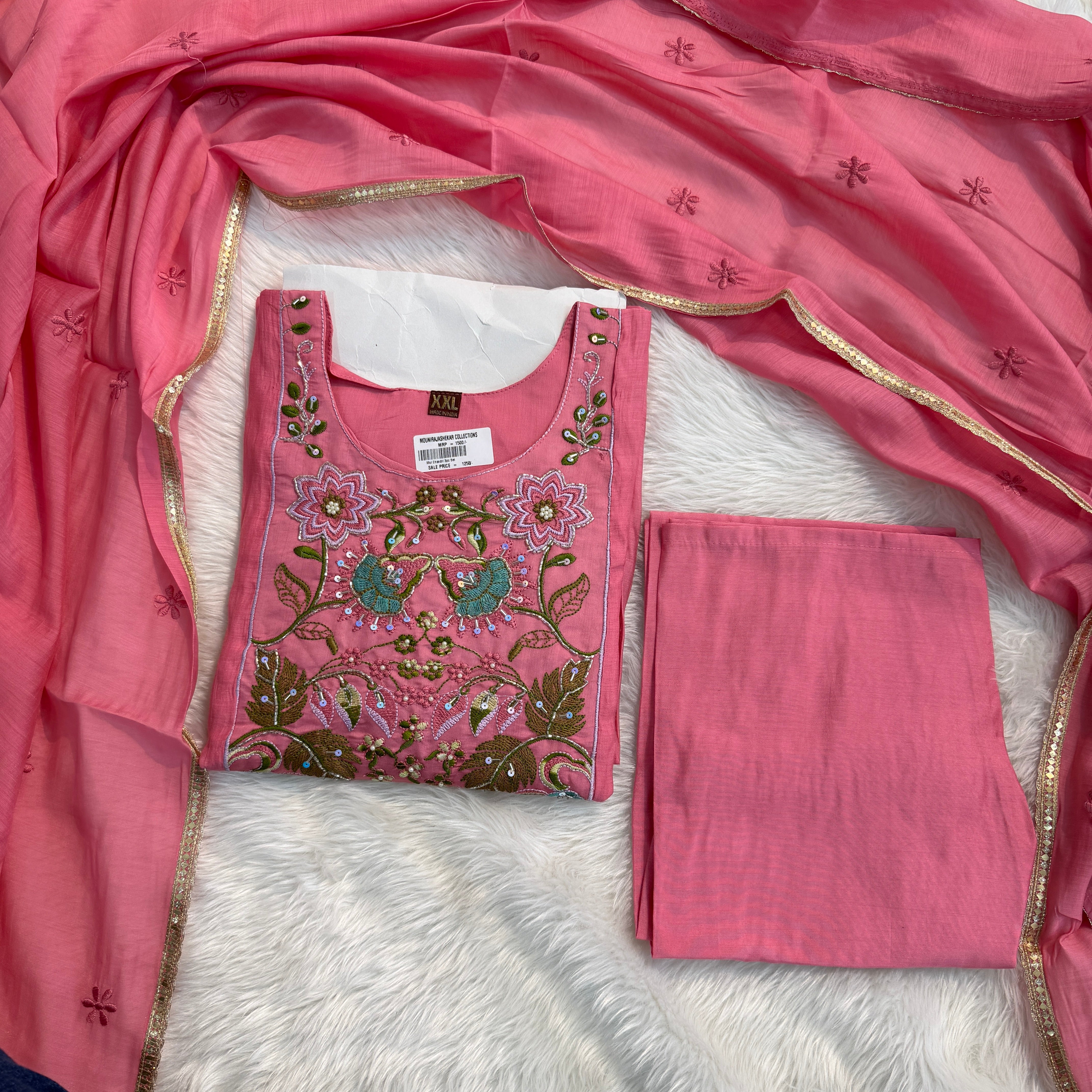 MRC217 Mul Chanderi 3pc party wear