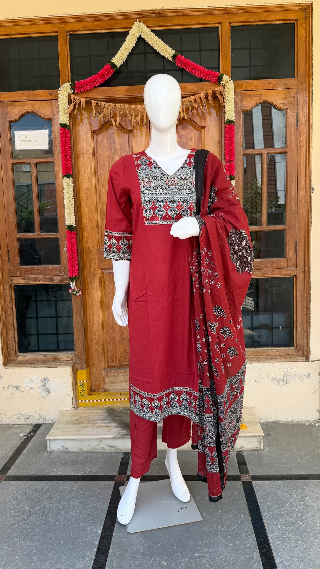 MRC130 Dabu cotton 3pc kurti set 950