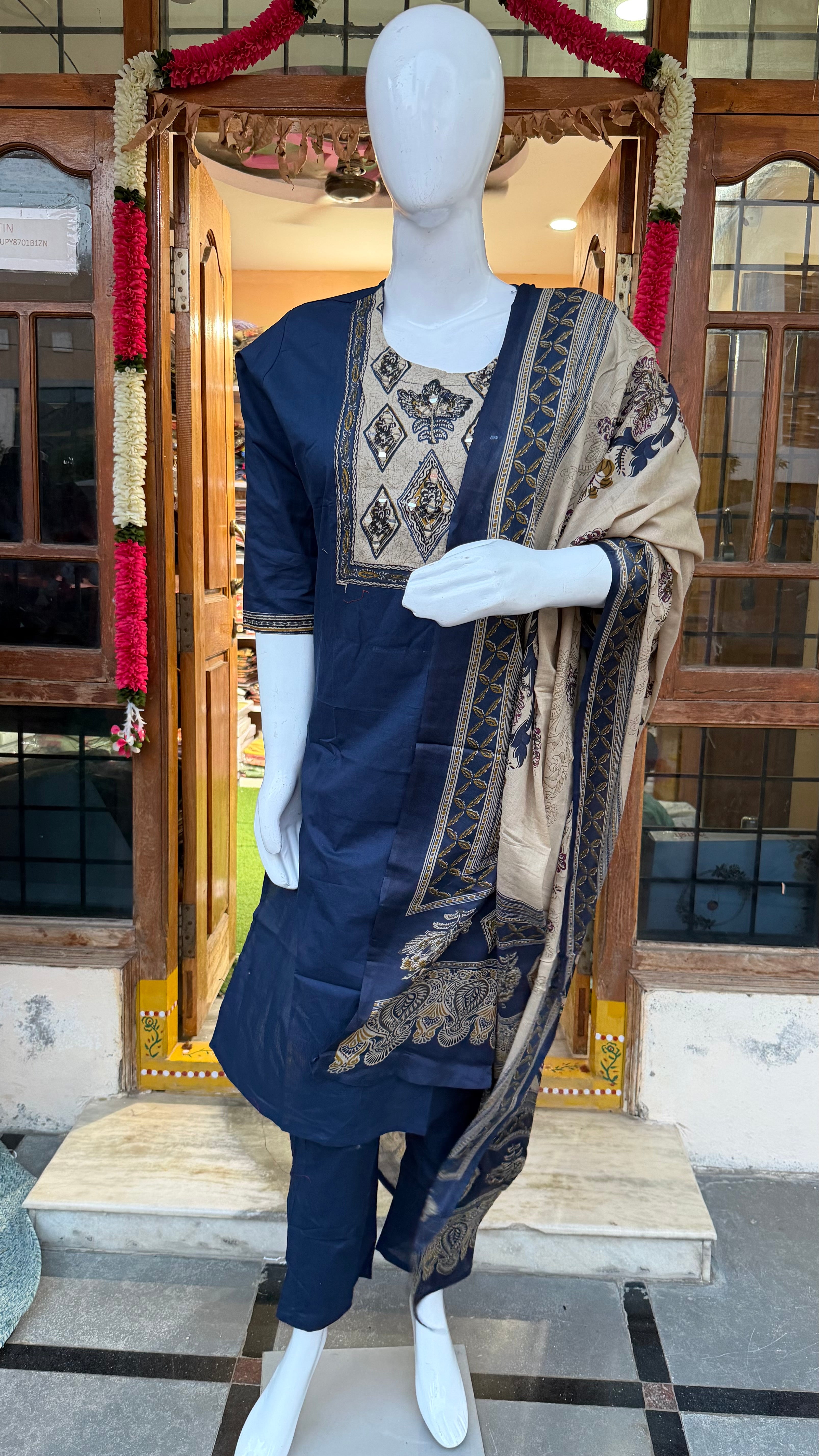 MRC130 Dabu cotton 3pc kurti set 950