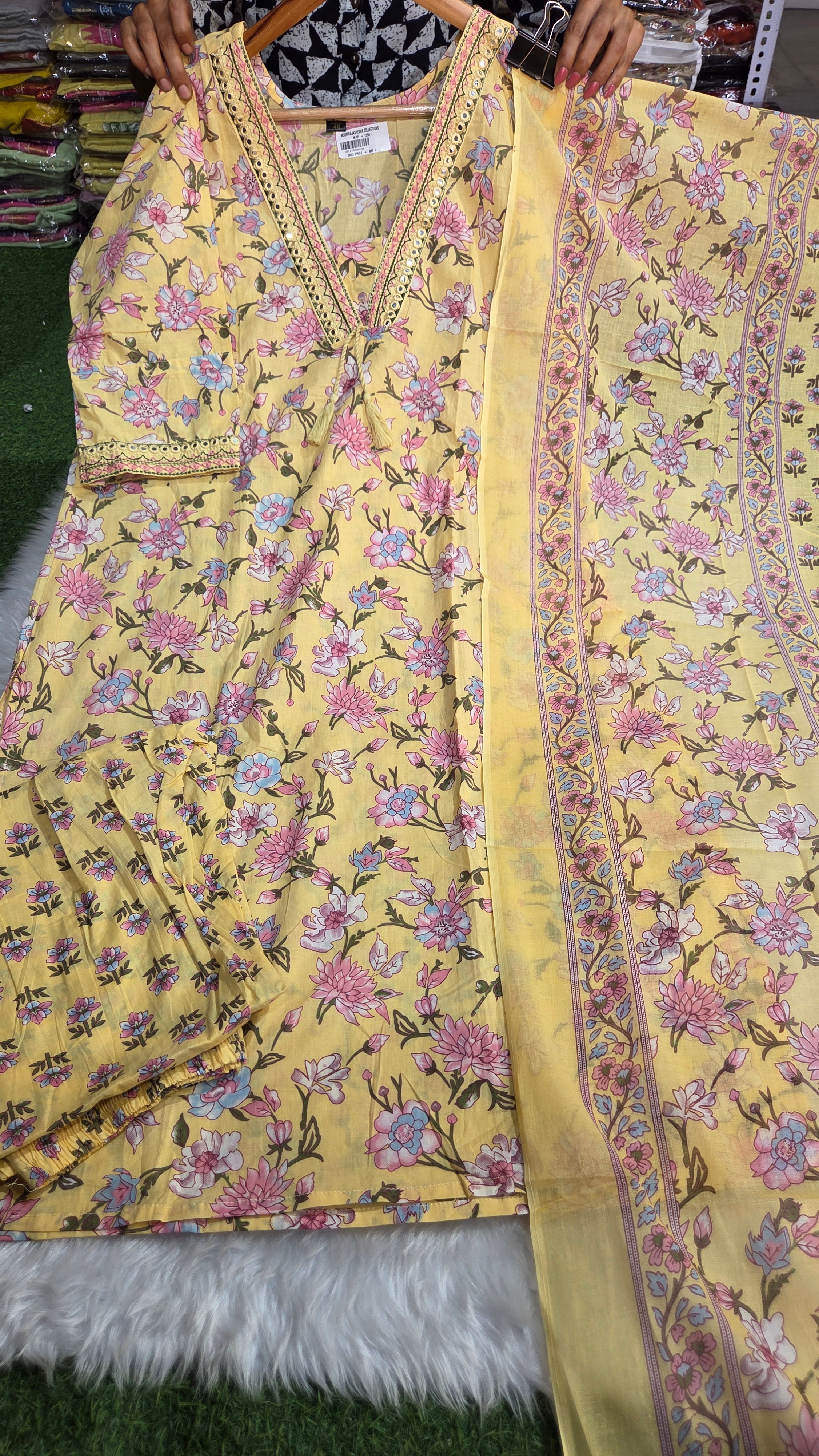 Three piece kurti set cotton