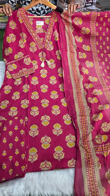 Three piece kurti set cotton