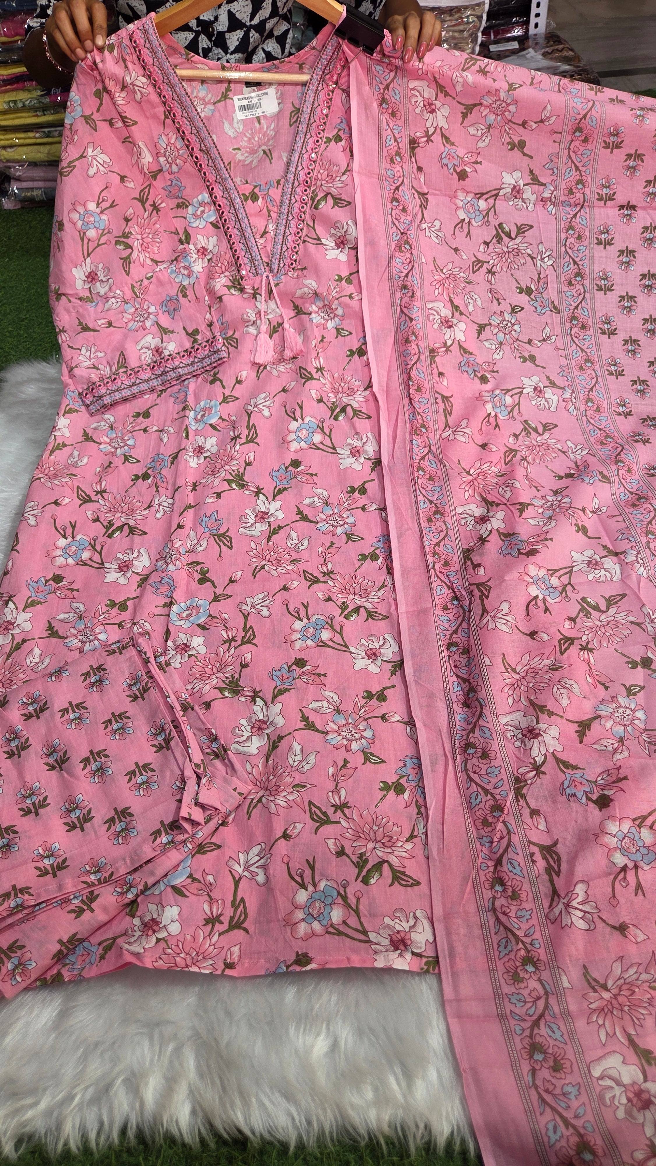 Three piece kurti set cotton