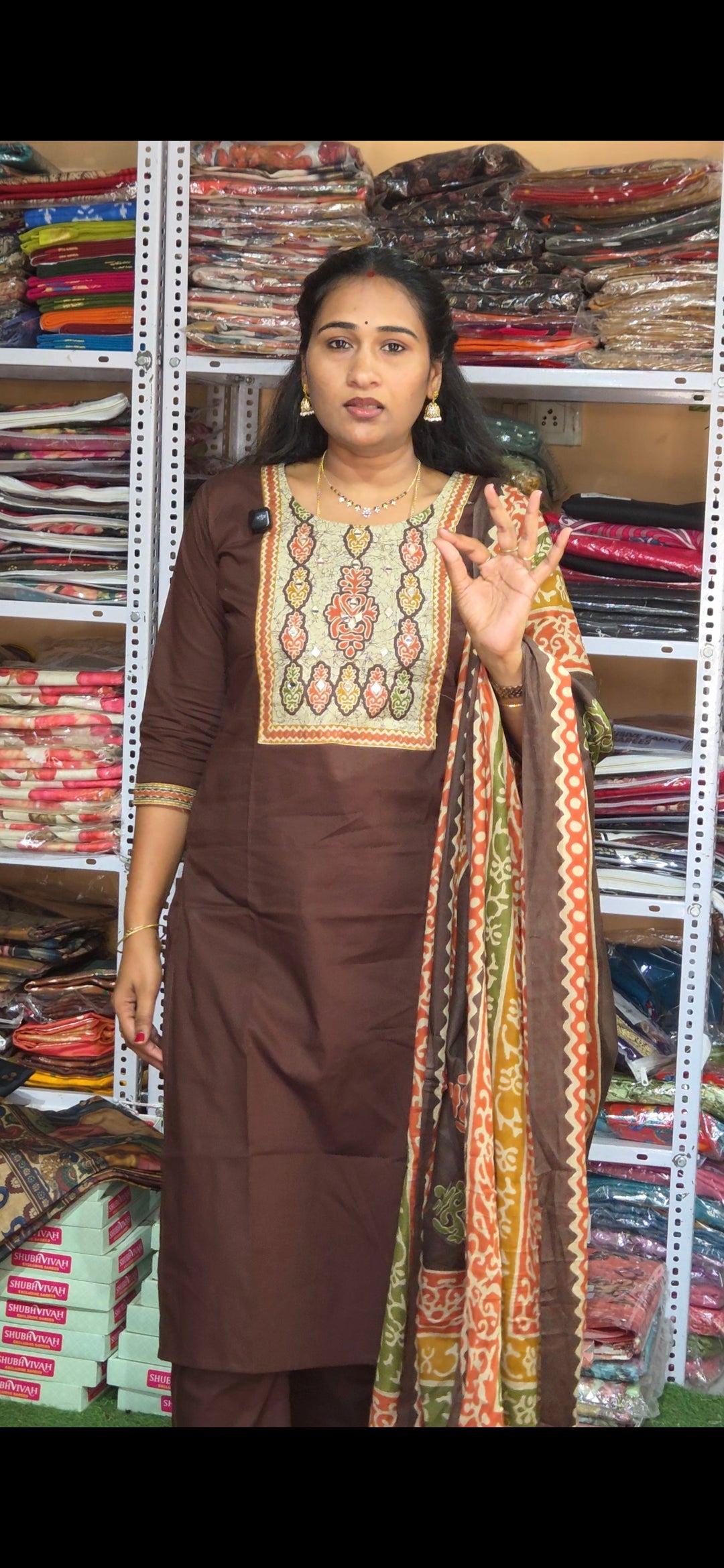 MRC130 Dabu cotton 3pc kurti set 950