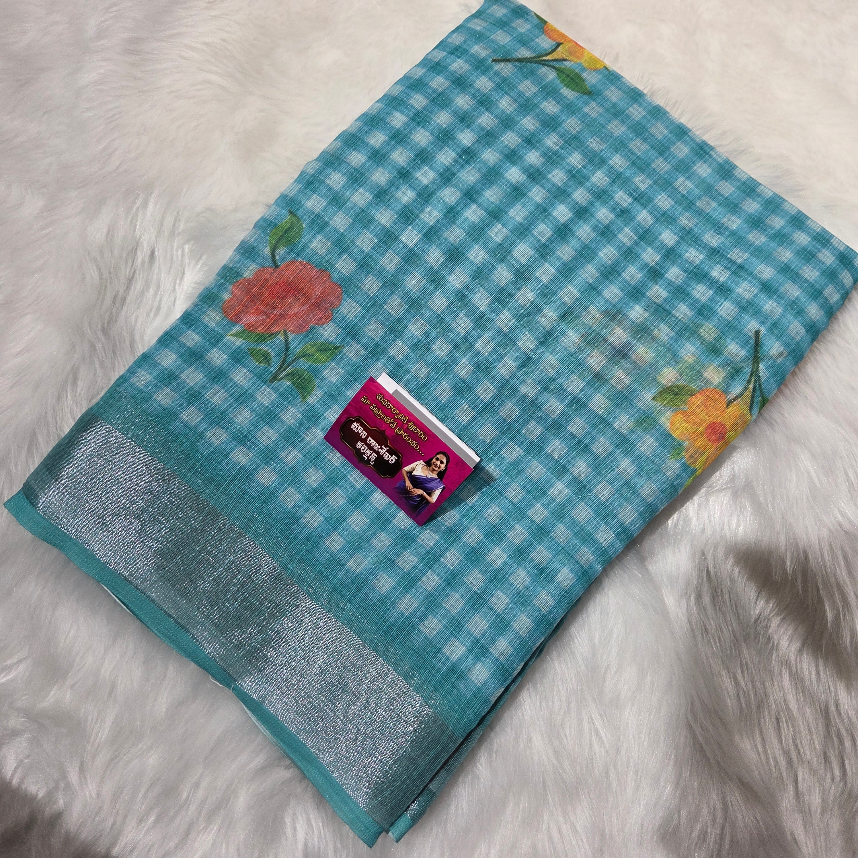 MRC17 Linen checks Saree/ Rajyog