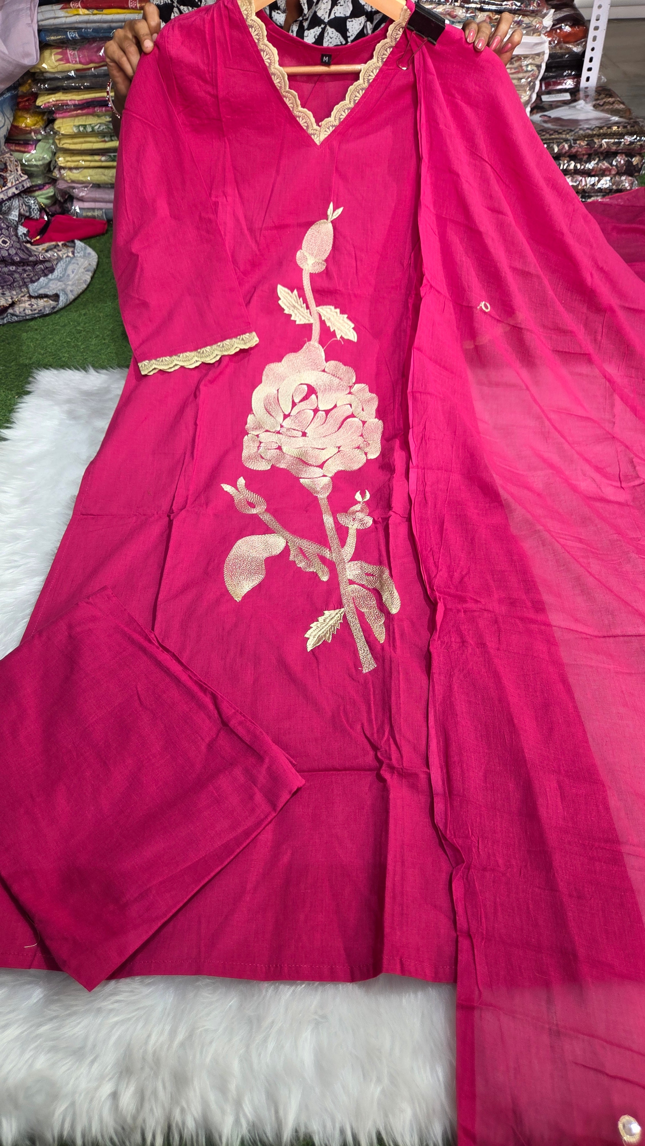 Three piece kurti set cotton