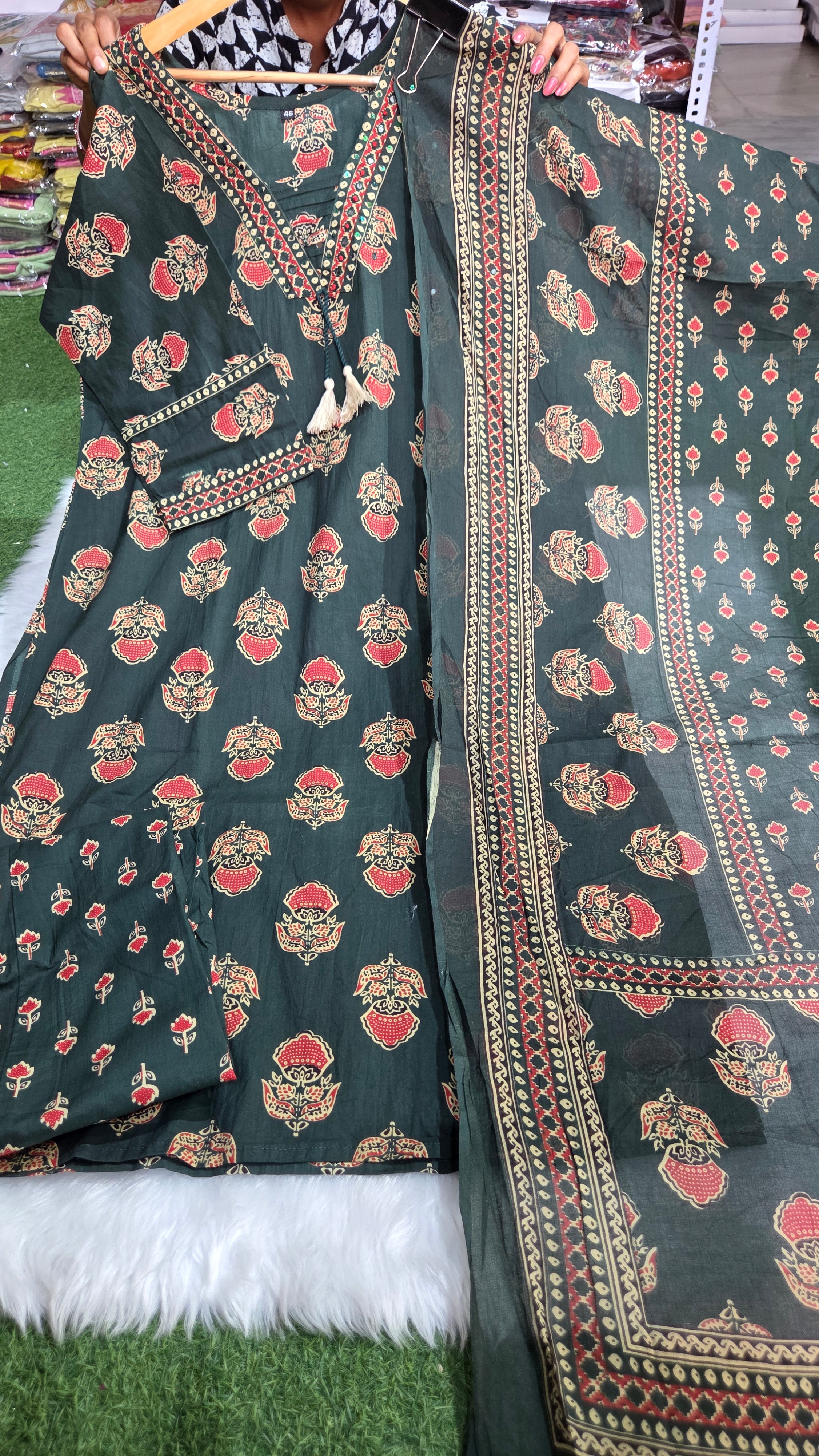 Three piece kurti set cotton