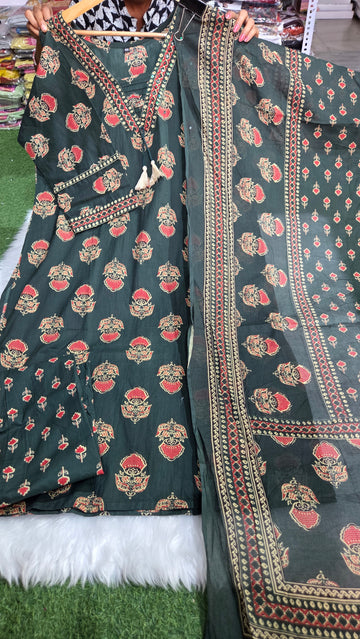 Three piece kurti set cotton