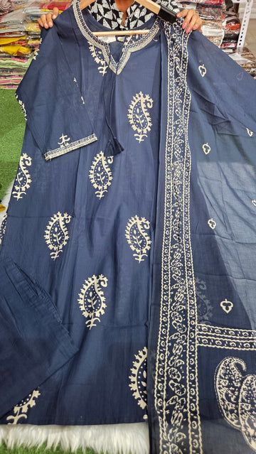 Three piece kurti set cotton