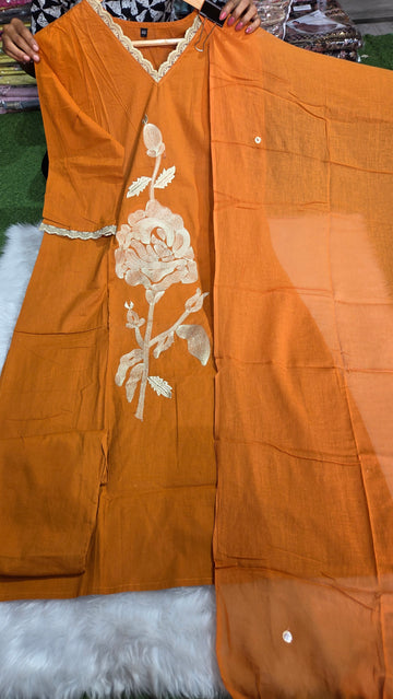Three piece kurti set cotton