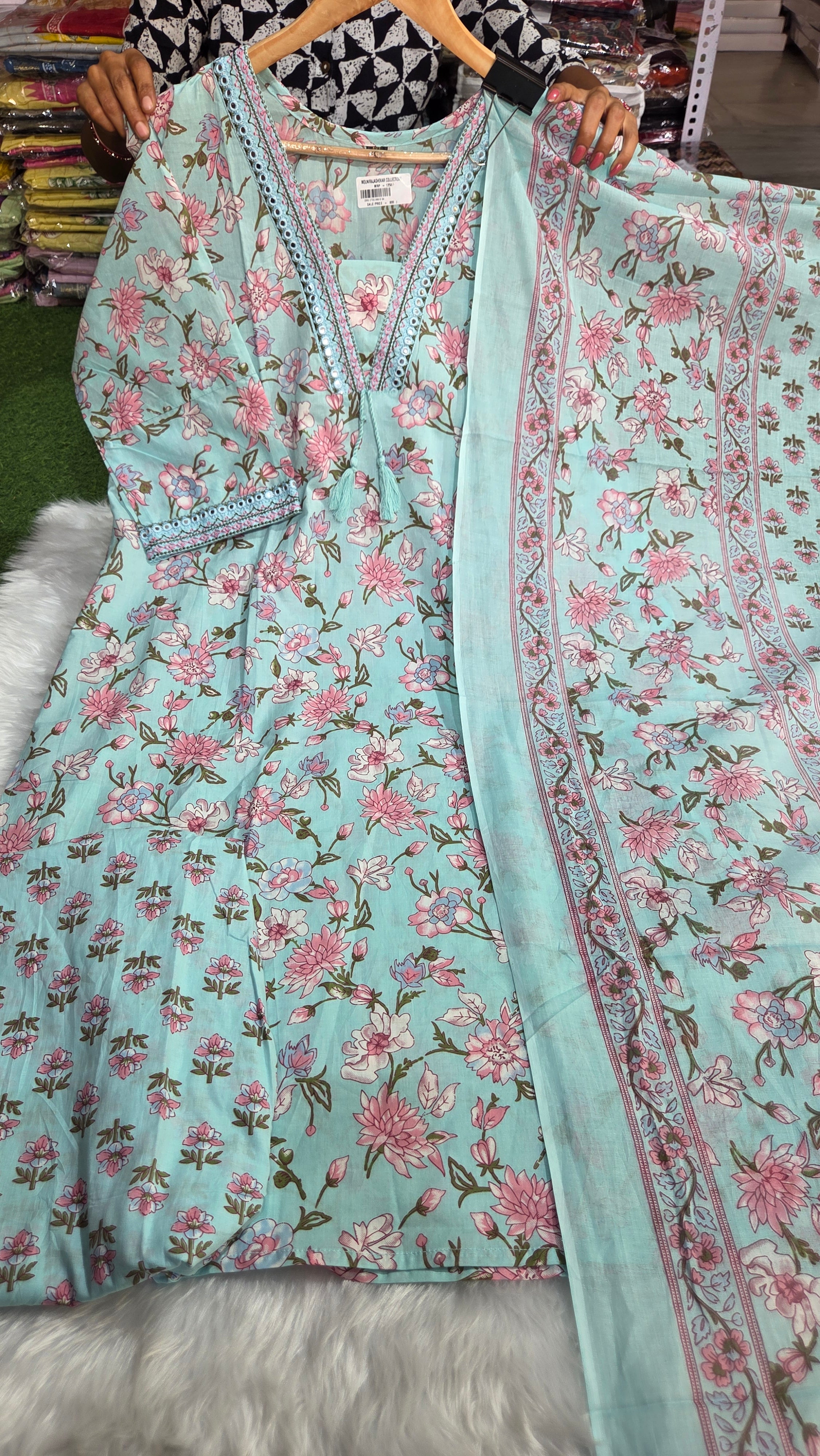 Three piece kurti set cotton