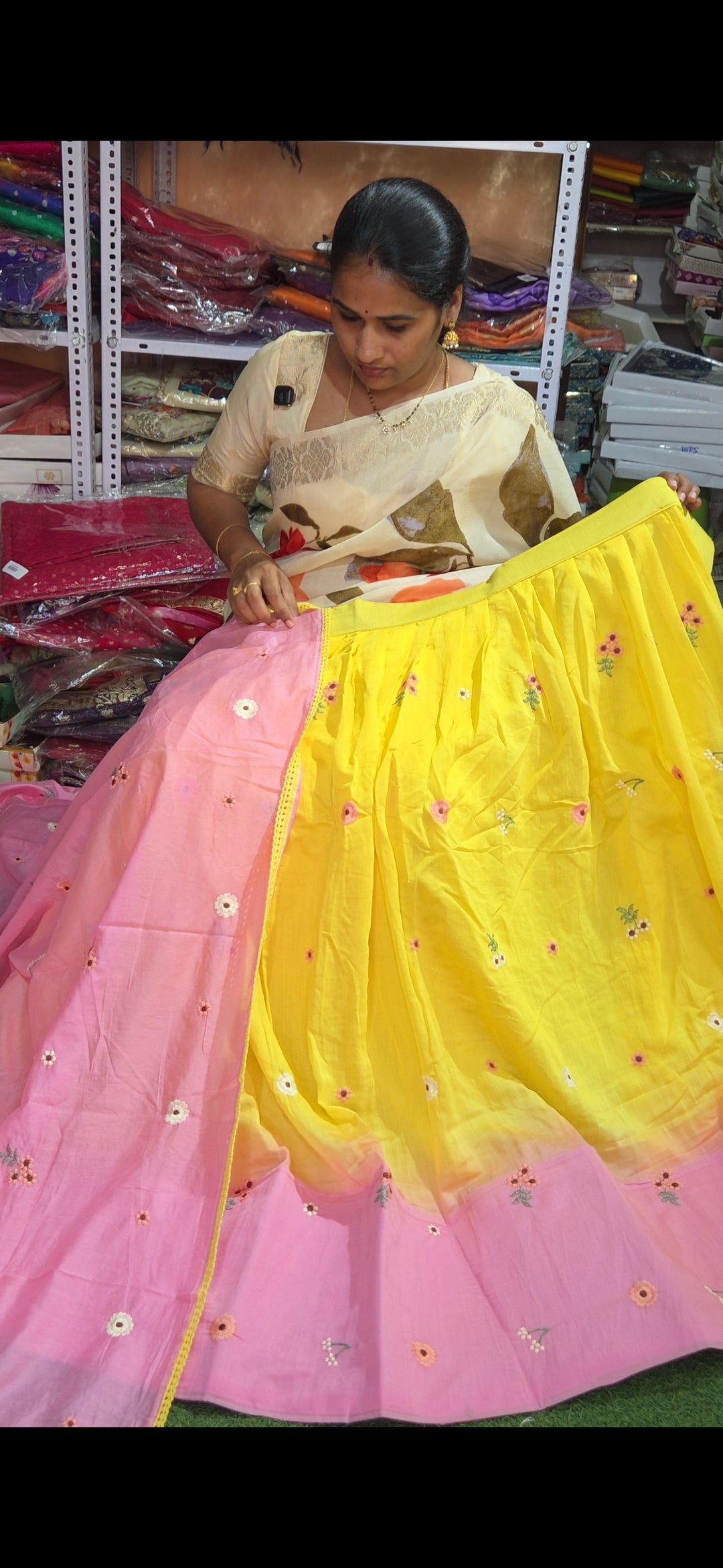 MRL6 Mul cotton Half Saree/Freesiya