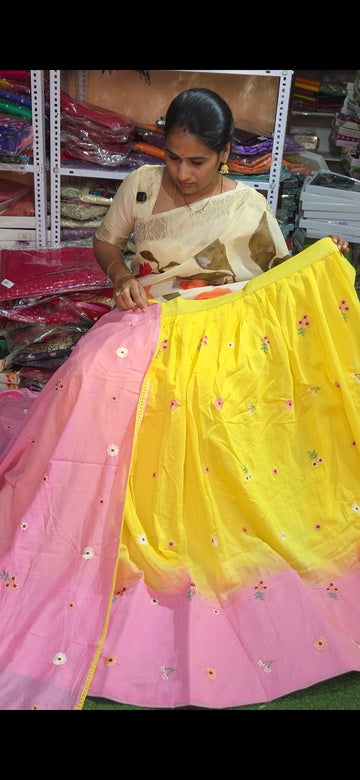 MRL6 Mul cotton Half Saree/Freesiya