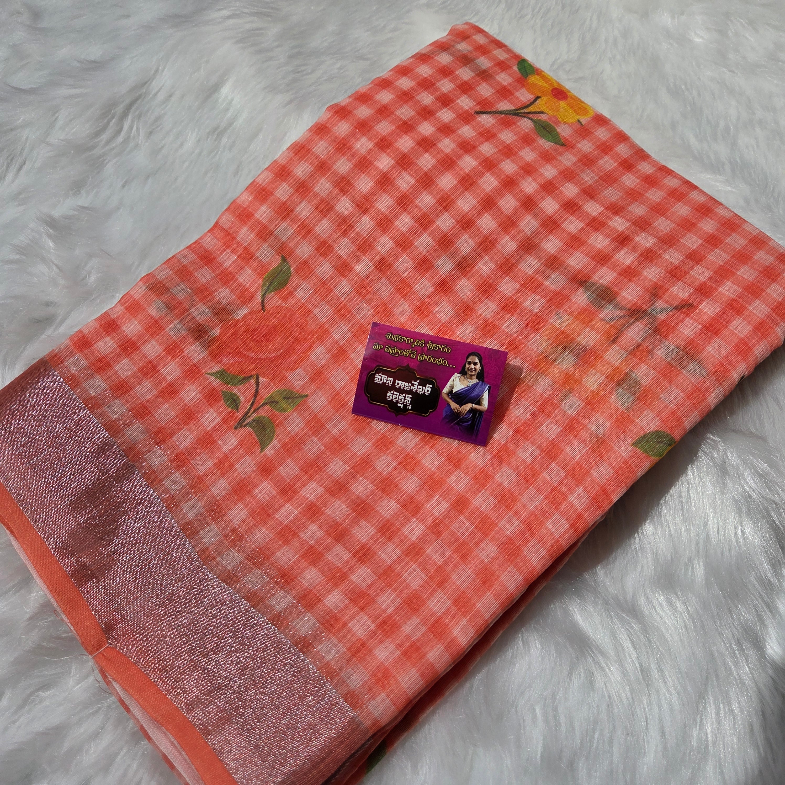 MRC17 Linen checks Saree/ Rajyog