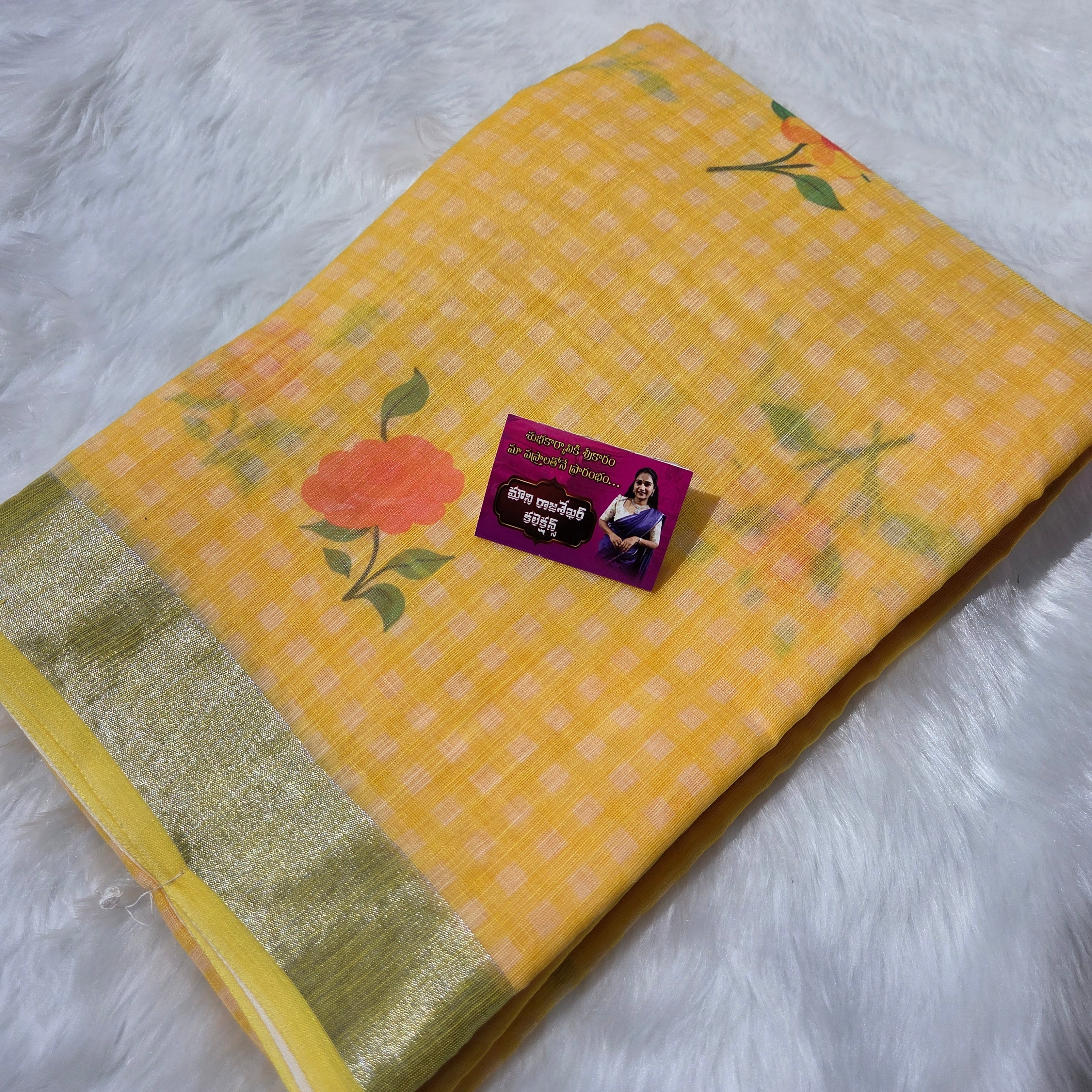MRC17 Linen checks Saree/ Rajyog